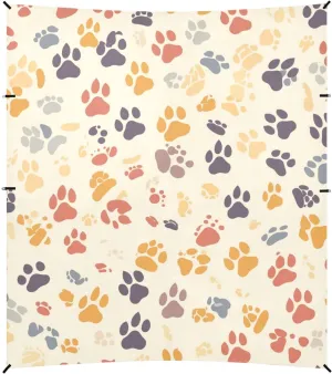 Cute Paws Print Foldable Beach Cabana UPF50  Protection Lightweight Portable Sun Shelter with Sandbags, Sand Shovel, Poles for Backyard, Grassland, Park