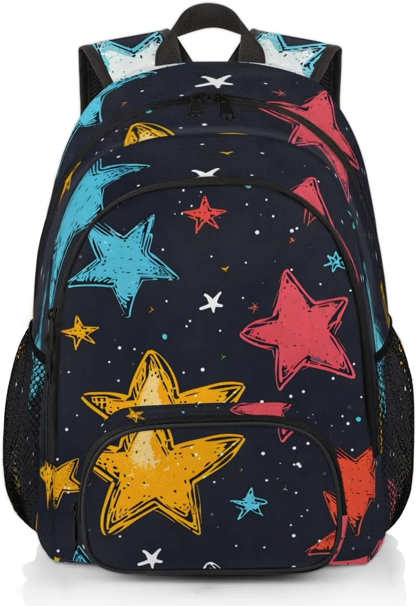 Cute Universe Stars Backpack for Women Men Travel Casual Daypack Laptop iPad Tablet Shoulder Bag Lightweight Backpack with Multiple Pockets