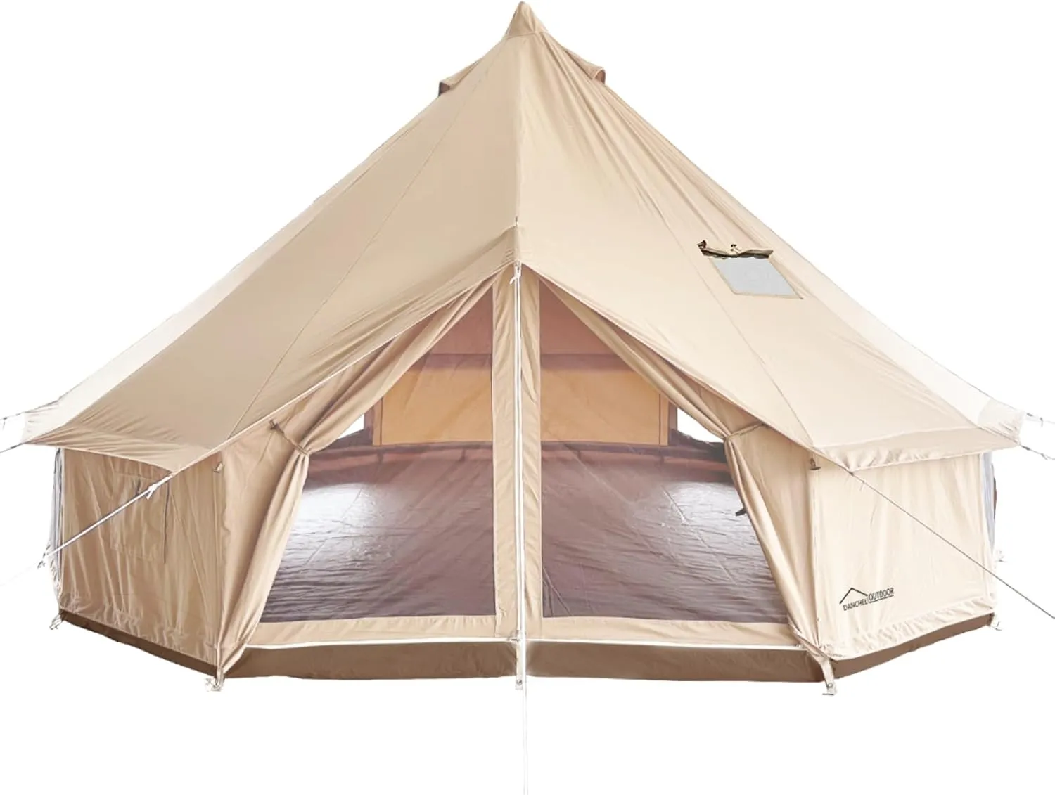 DANCHEL OUTDOOR B5PRO 4 Season Canvas Bell Tent with Stove Jack& A/C Vent, Glamping Yurt for All Year Living 4/6/8 Person Large Wall Tent Camping, 13ft-20ft