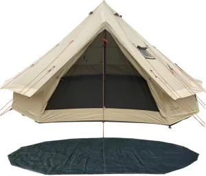 DANCHEL OUTDOOR Large 4 Season Bell Tent with Stove Jack for 6 Person Camping, Portable Tent Footprint Glamping Accessories, 5m/16.4ft