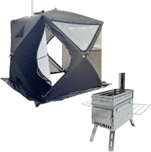 DANCHEL OUTDOOR Portable Large Sauna Tent for 1-4 Person with Sauna Stove, 4 Season Hot Tent with Stove for Camping, Ice Fishing, Outdoor Spa