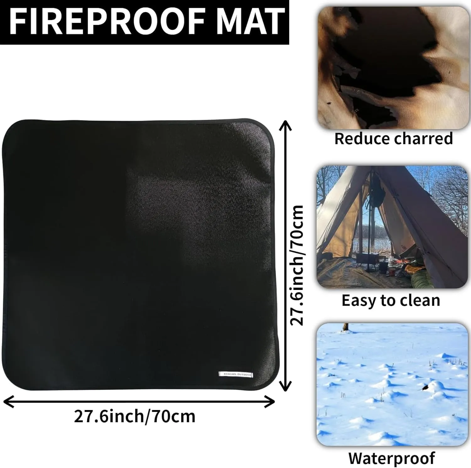 DANCHEL OUTDOOR Portable Wood Burning Stove with Fireproof Mat for Hot Tents– 304 Stainless Steel Folding Camping Stove Secondary Combustion Camping, 6.5FT Pipe
