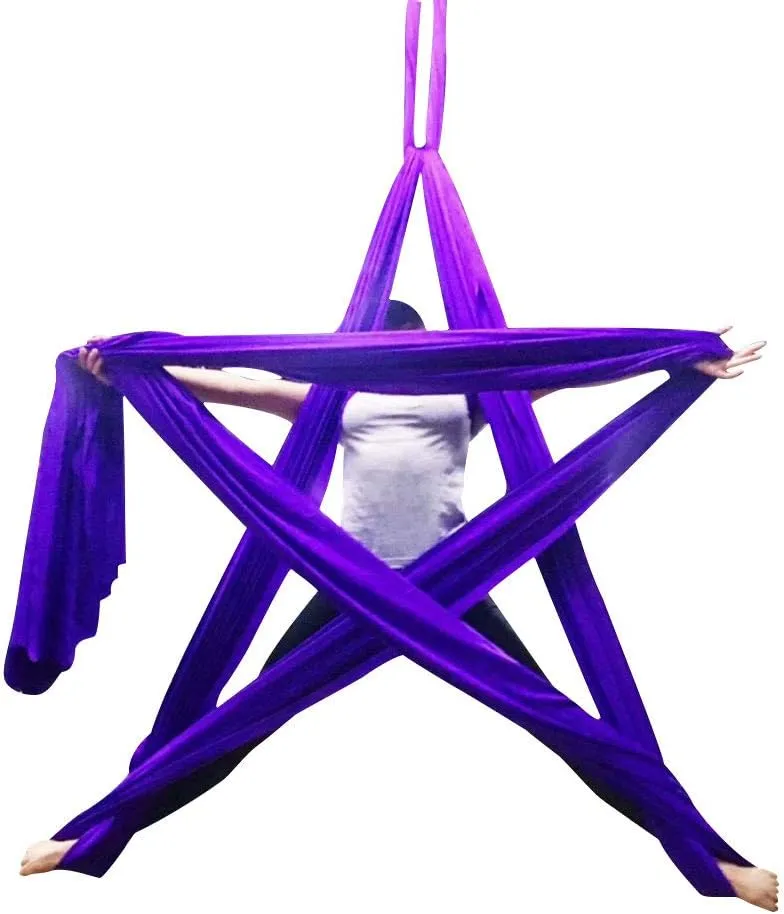 DASKING Aerial Silks Kit for Beginners & Pros - 10Yd Durable Fabric, Pro Safety Hardware & Easy Setup Guide - Yoga Hammock, Swing, Silk Rigging Kit