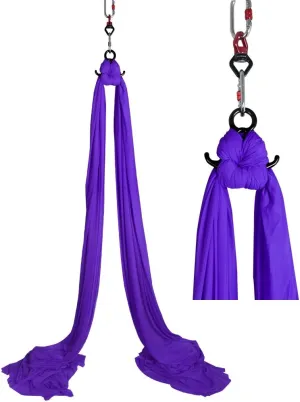 DASKING Aerial Silks Kit for Beginners & Pros - 10Yd Durable Fabric, Pro Safety Hardware & Easy Setup Guide - Yoga Hammock, Swing, Silk Rigging Kit