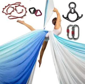 DASKING Aerial Silks Kit for Beginners & Pros - 10Yd Durable Fabric, Pro Safety Hardware & Easy Setup Guide - Yoga Hammock, Swing, Silk Rigging Kit