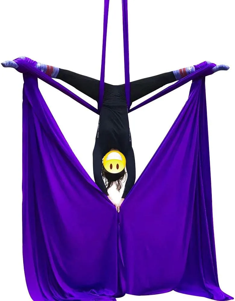 DASKING Aerial Silks Kit for Beginners & Pros - 10Yd Durable Fabric, Pro Safety Hardware & Easy Setup Guide - Yoga Hammock, Swing, Silk Rigging Kit