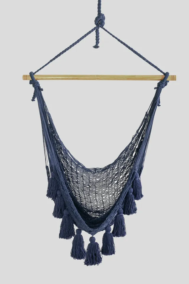 Deluxe Extra Large Mexican Hammock Chair In Outdoor Cotton Colour Blue