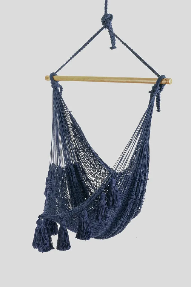 Deluxe Extra Large Mexican Hammock Chair In Outdoor Cotton Colour Blue