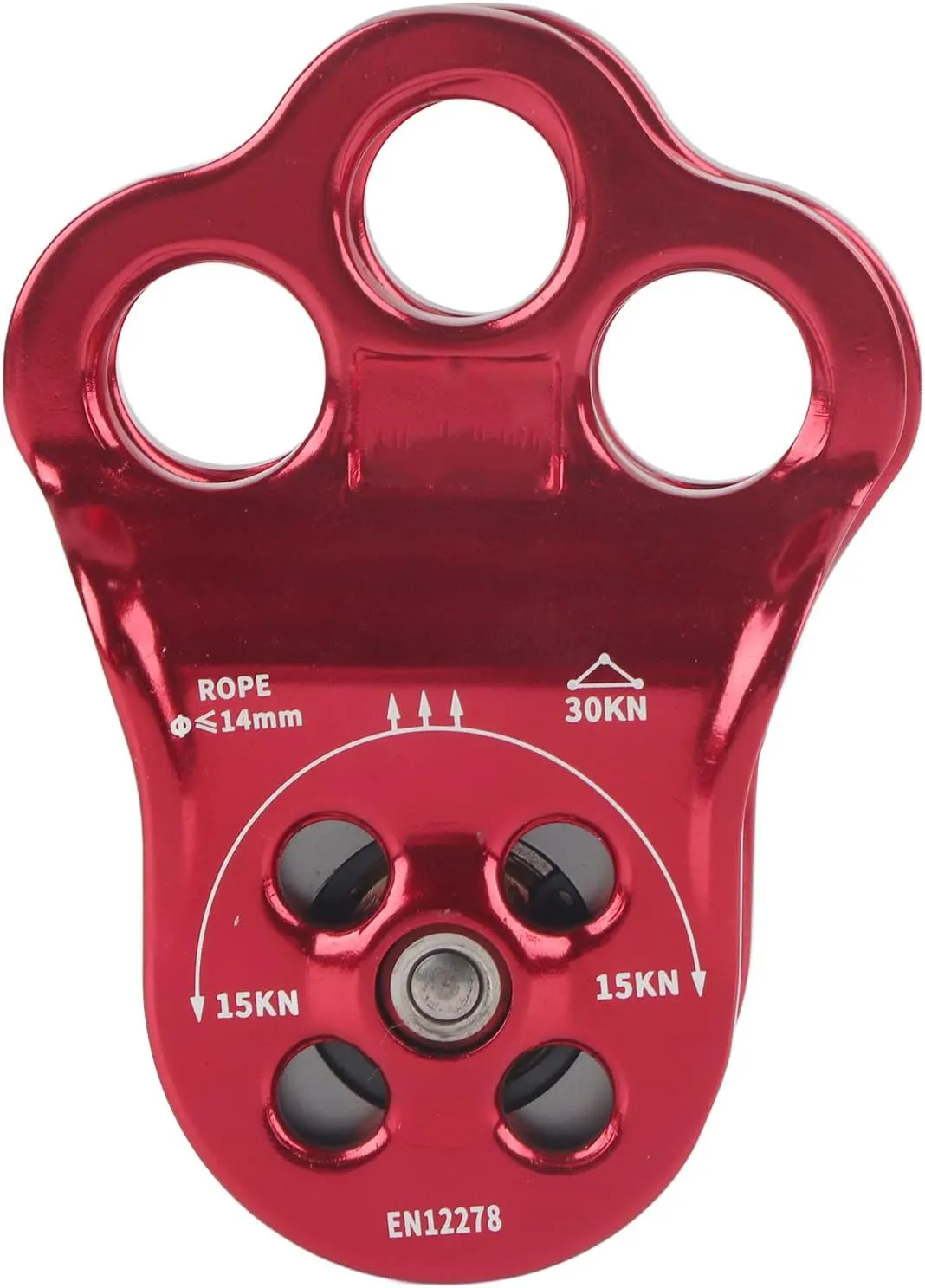 Demeras Climbing Pulley Bearing , Ball Bearing Single Hitch Climber Pulley Rope Gear Equipment 3 Hole Pulley for Rope Hauling Rock Climbing Tree Hitch Climber Pulley Kit