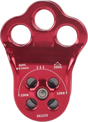 Demeras Climbing Pulley Bearing , Ball Bearing Single Hitch Climber Pulley Rope Gear Equipment 3 Hole Pulley for Rope Hauling Rock Climbing Tree Hitch Climber Pulley Kit