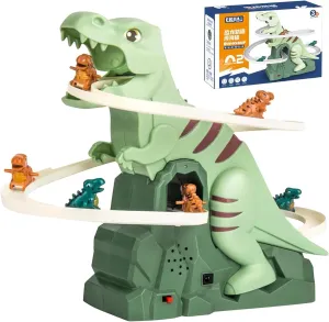 Dinosaur Climbing Slide Music Toy, Electric Dinosaur Roller Coaster Toy with Lights and Music, Dinosaur Climbing Slide Toys, Electric Race Track Game Fun Track Slide Roller Coaster Toys (2PCS)