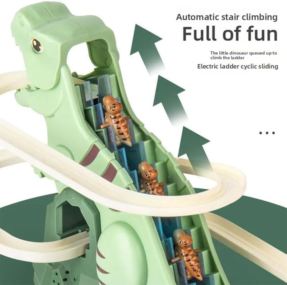 Dinosaur Climbing Stairs Toy, Dinosaur Roller Coaster Toy, Dinosaur Climbing Slide Toys, Electric Dinosaur Climb Stairs Music Toys, Dino-Saur Track Music to-y with 5 Little Dino-Saur (1 Pcs)