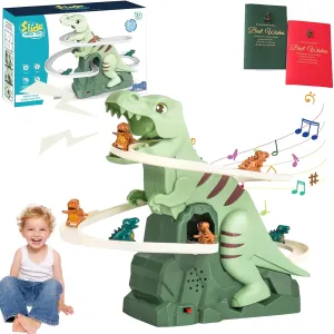 Dinosaur Climbing Stairs Toy, Dinosaur Roller Coaster Toy, Dinosaur Climbing Slide Toys, Electric Dinosaur Climb Stairs Music Toys, Dino-Saur Track Music to-y with 5 Little Dino-Saur (1 Pcs)