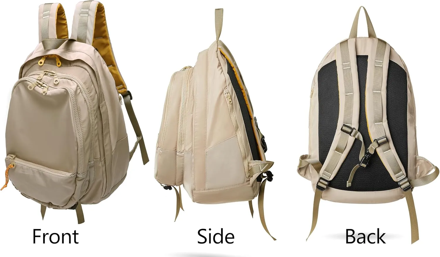 DORIS&JACKY UNISEX Campus Backpack Large Capacity Travel Casual Daypack For Women (Large-Beige)