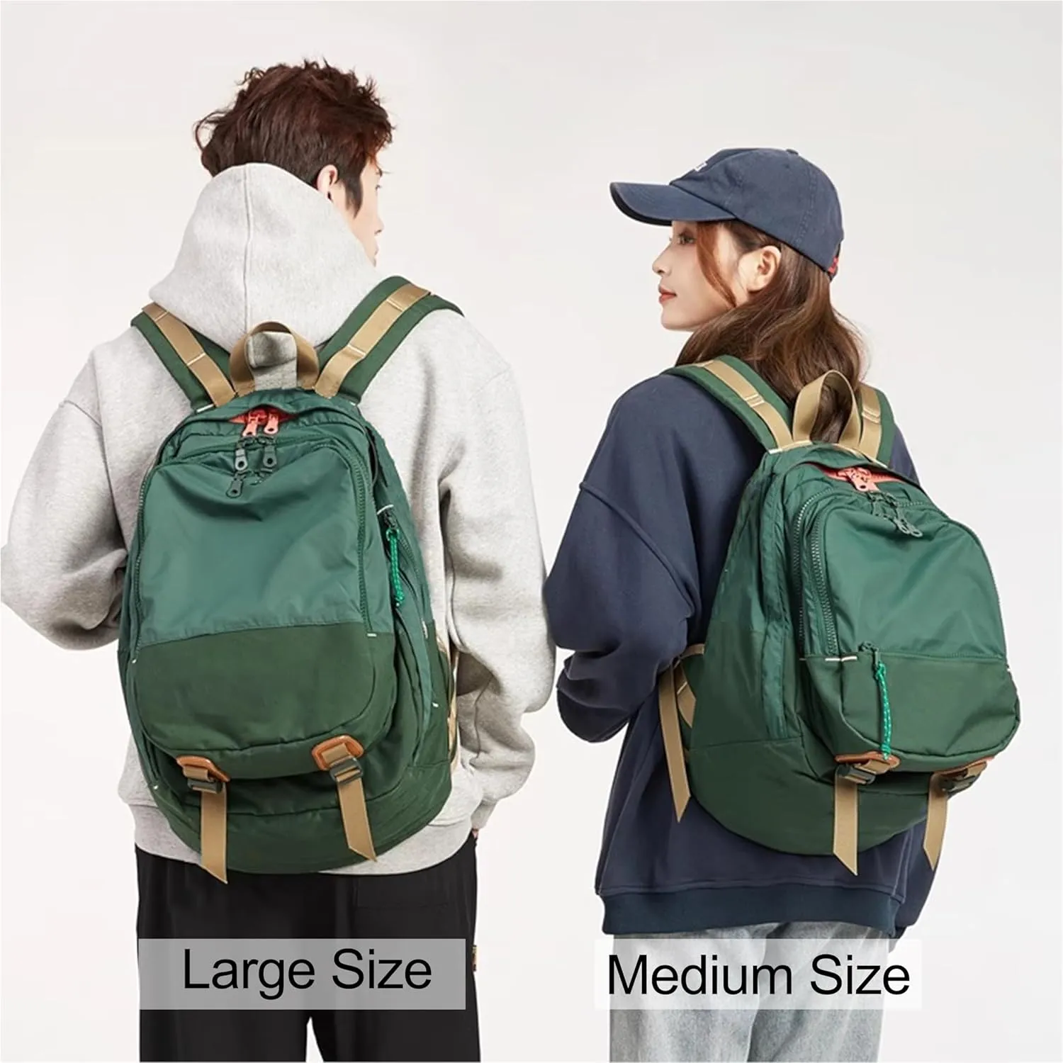 DORIS&JACKY UNISEX Campus Backpack Large Capacity Travel Casual Daypack For Women (Large-Beige)