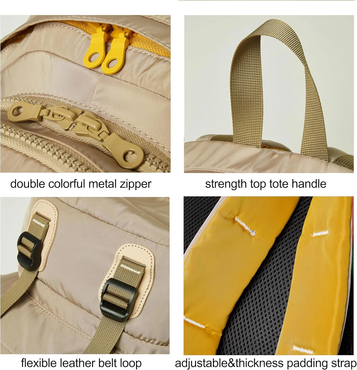 DORIS&JACKY UNISEX Campus Backpack Large Capacity Travel Casual Daypack For Women (Large-Beige)