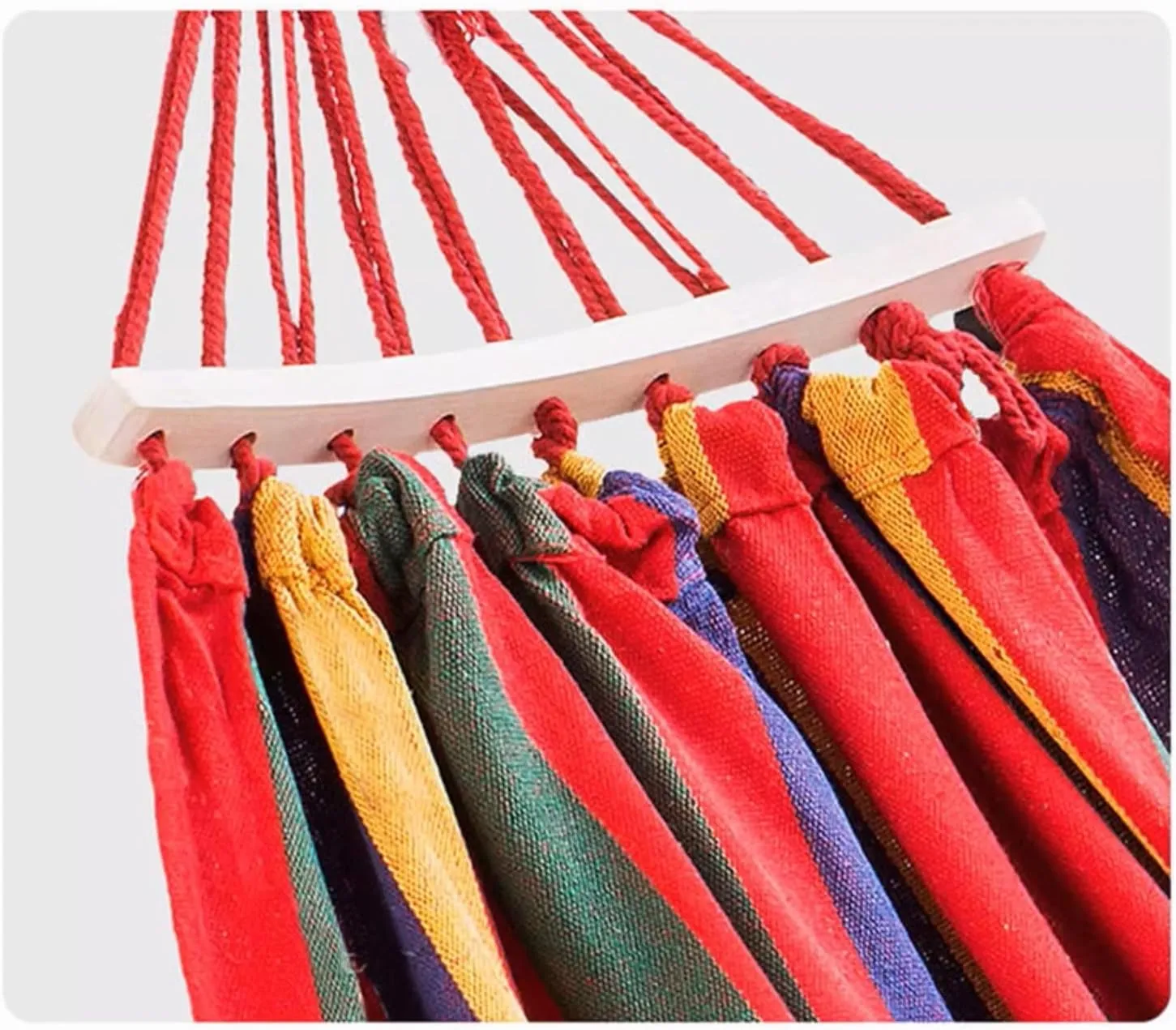 Double Brazilian Hammock 2 Person Canvas Cotton Fabric Hammock with Trees Strap for Patio Garden Balcony Porch Backyard Outdoor and Indoor Rainbow