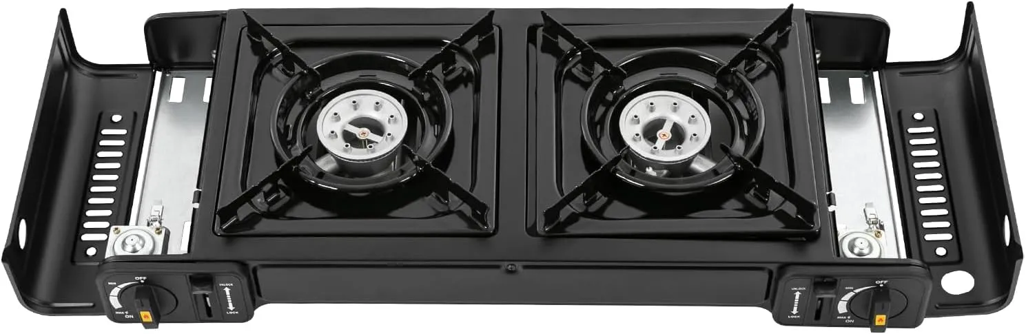 Double Butane Camping Stove,Portable Camping Stove,with Carrying Case, Auto Ignition Camping Burner LPG for RV, Apartments,Camping