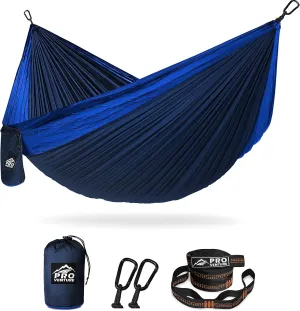 Double Camping Hammock - 10.5 x 6.5 FT (9ft Tree Straps, 2 Carabiners) - 2 Person, Portable, Lightweight Parachute Nylon 210T Hammocks - for Backpacking, Travel, Hiking, Patio (Double)…