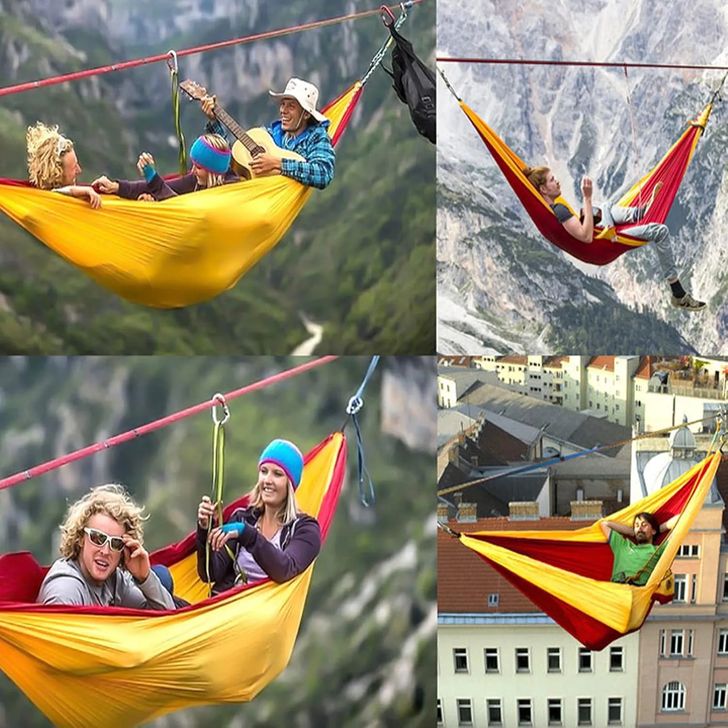 Double Camping Hammock for 1 2 People with Tree Straps, Lightweight Portable 210T Parachute Nylon Hammock for Hiking, Traveling, Backpacking and Backyard,F,250x140cm