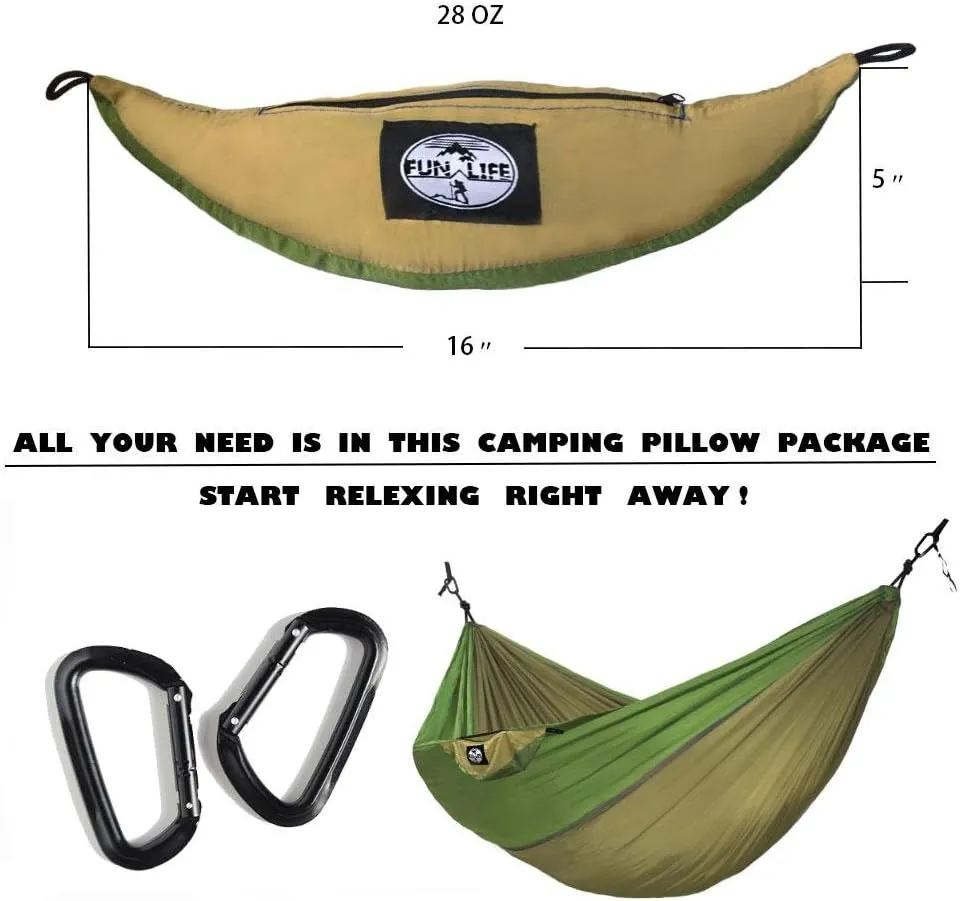 Double Camping Hammock Portable Lightweight Parachute Nylon Hammock for Backpacking, Camping, Travel, Beach, Yard with Edge Free Alum Alloy Carabiners