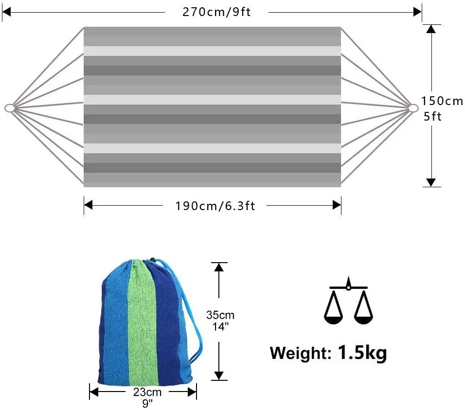 Double Camping Hammock Travel Hammocks with Tree Straps