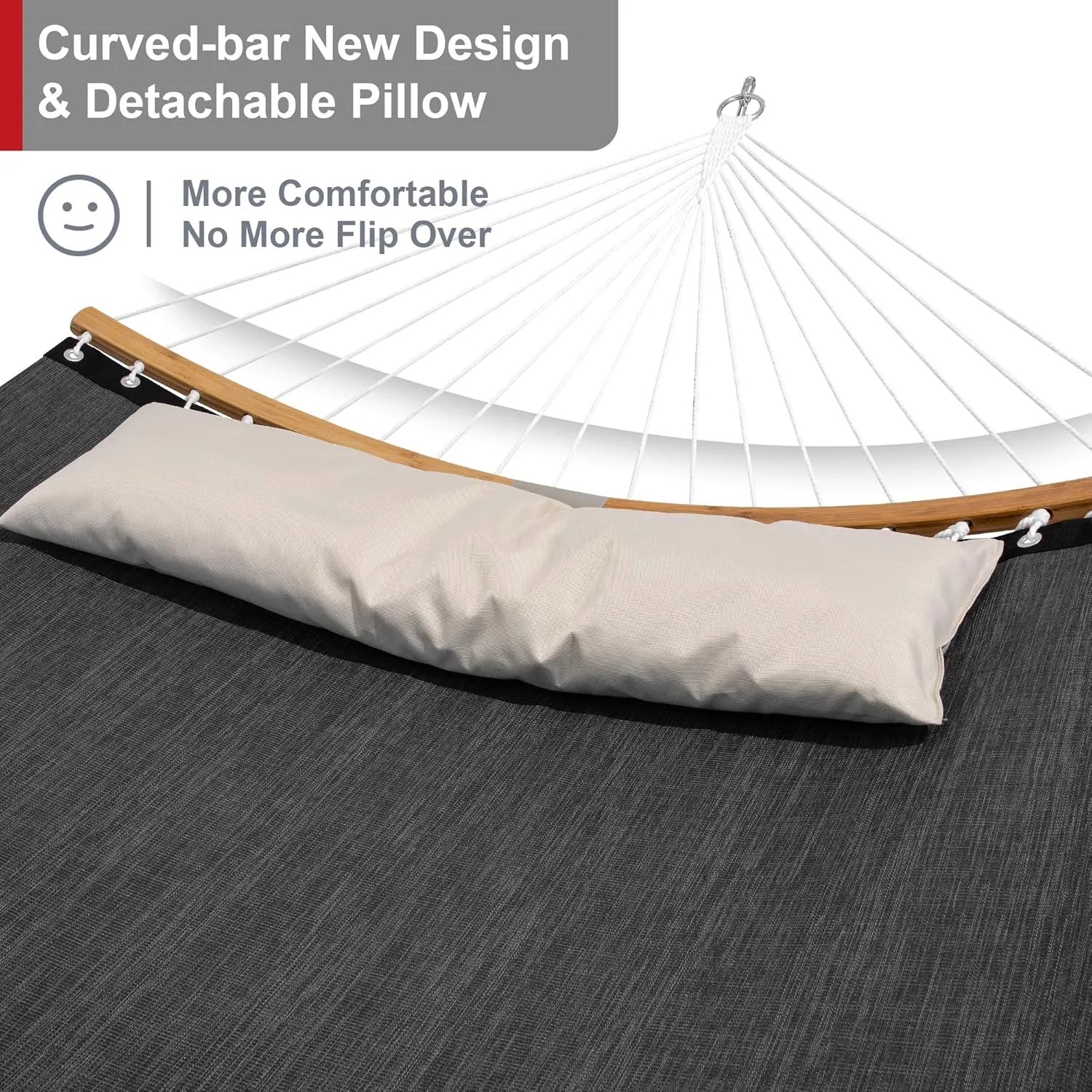 Double Hammock with Stand, Quick Dry Hammock with 12FT Stand for Outside, Poolside, 450 Lbs Capacity, Dark Grey