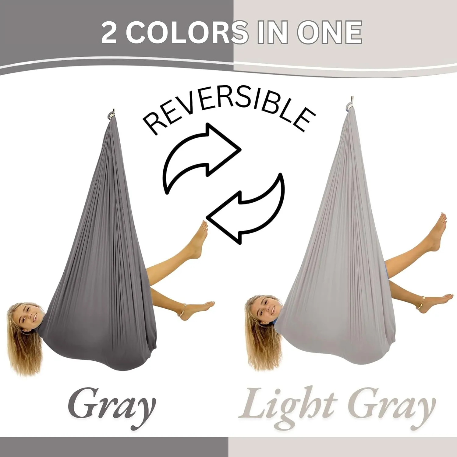 Double Layer Reversible Sensory Swing| Outdoor and Indoor Swing For Kids and Adults Up to 260 lbs | Autism Cocoon Swing | Kids Sensory Swing