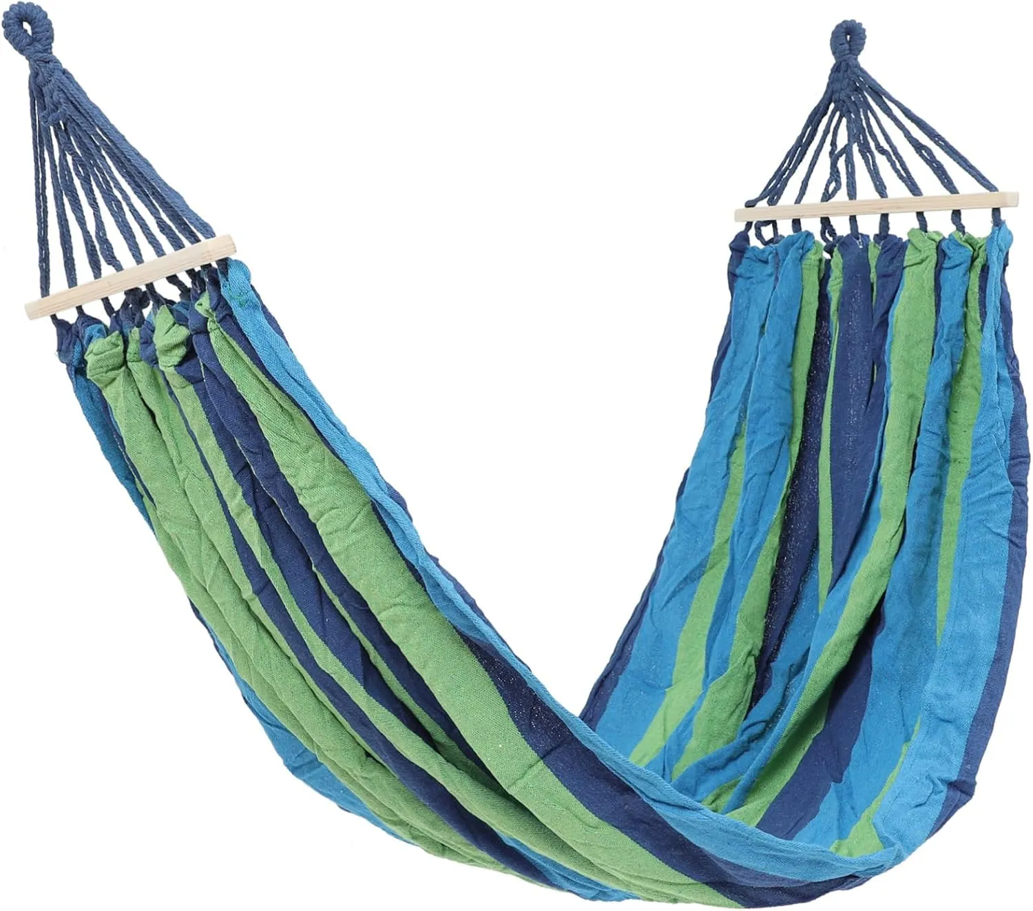 Double Person Outdoor Camping Hammock Wooden Stick Parachute Rainbow Sleeping Bed Lightweight Swing Bed for 2 Adults Easy Setup for Garden Travel and Outdoor Activities