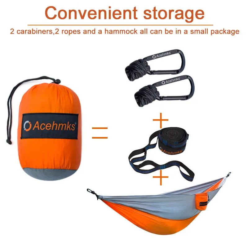 Double Persons Camping Hammock portable Parachute with Tree Straps on Sale