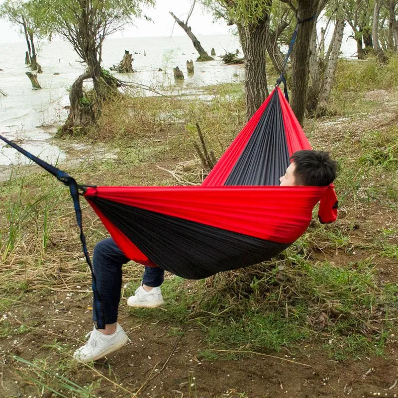 Double Persons Camping Hammock portable Parachute with Tree Straps on Sale