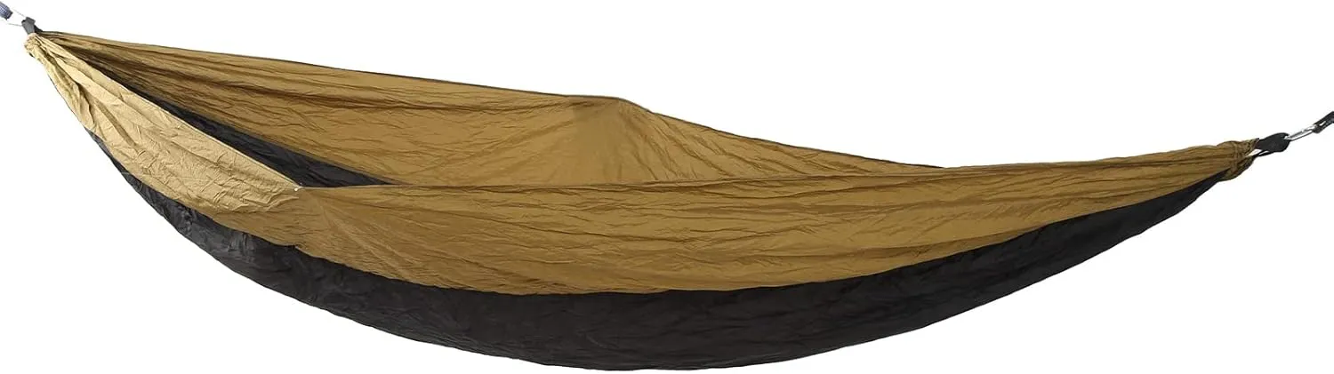 Double Portable Hammock Quick Drying Nylon Camping Hammock with Tree Strap for Outdoor Hiking Travel Backpacking Camping Essentials Camping Gear Camping Hammock (Camel Black)