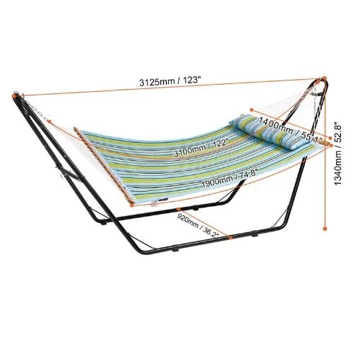 Double Quilted Fabric Hammock with Stand 480llbs Capacity Green