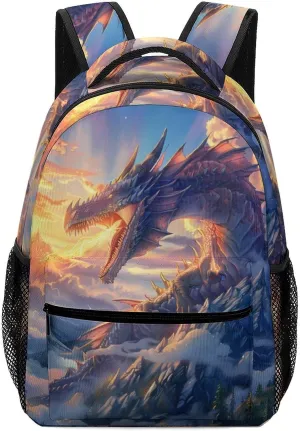 Dragon Breathing Fire Unisex Backpack Casual Daypacks Lightweight Shoulders Bag for Camping Hiking Travel Gear