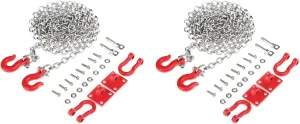 Drfeify RC Trailer Chain Set,Metal U Shaped Hook Trailer Safety Chain Assemble Parts for RC Climbing Crawler Car