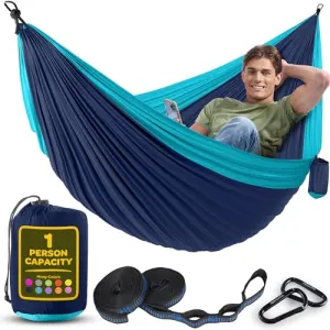 Durable Hammock 400lb Capacity,Nylon Camping Hammock Chair w/ Straps & Bag