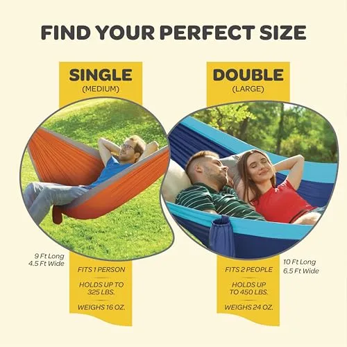 Durable Hammock 400lb Capacity,Nylon Camping Hammock Chair w/ Straps & Bag