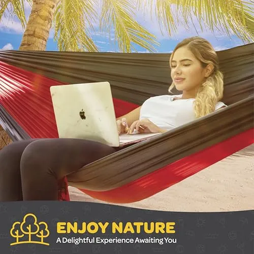 Durable Hammock 400lb Capacity,Nylon Camping Hammock Chair w/ Straps & Bag