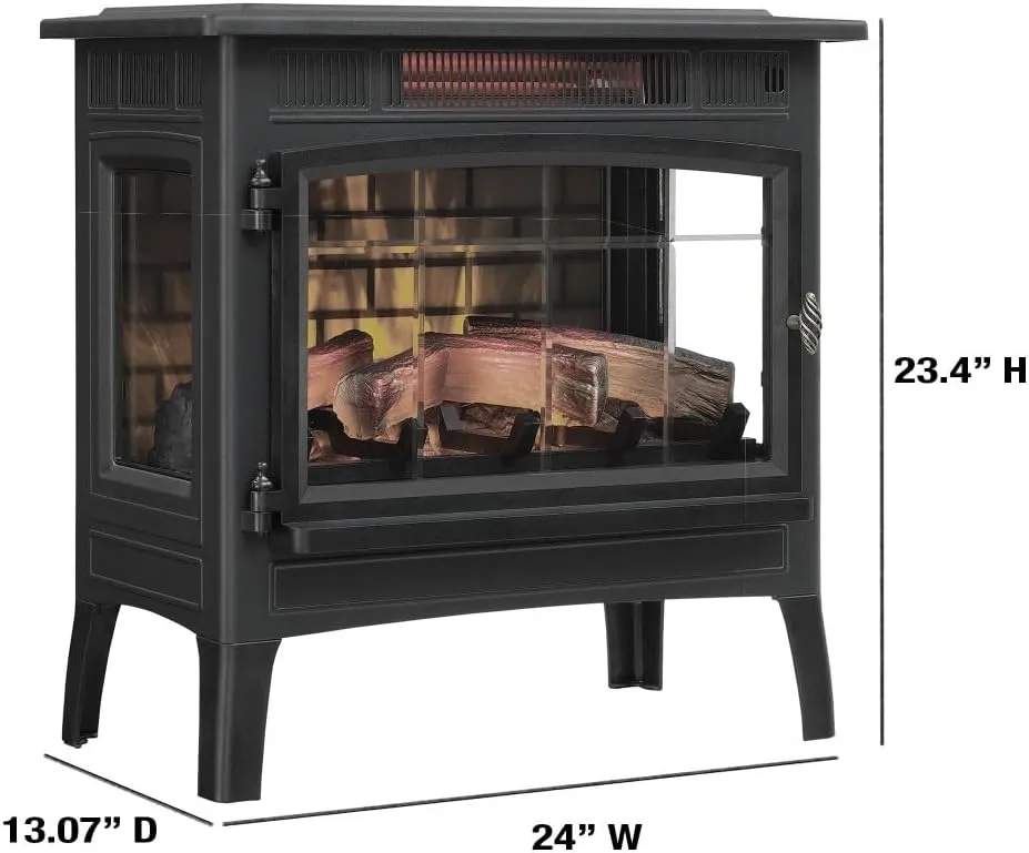 duraflame Freestanding Electric Fireplace Stove Heater with 3D Flame Effect for 1,000 Sq. Ft. Room, French Gray