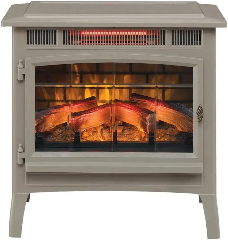 duraflame Freestanding Electric Fireplace Stove Heater with 3D Flame Effect for 1,000 Sq. Ft. Room, French Gray