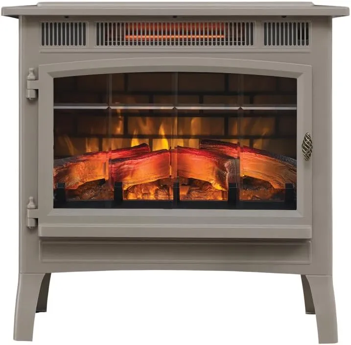 duraflame Freestanding Electric Fireplace Stove Heater with 3D Flame Effect for 1,000 Sq. Ft. Room, French Gray