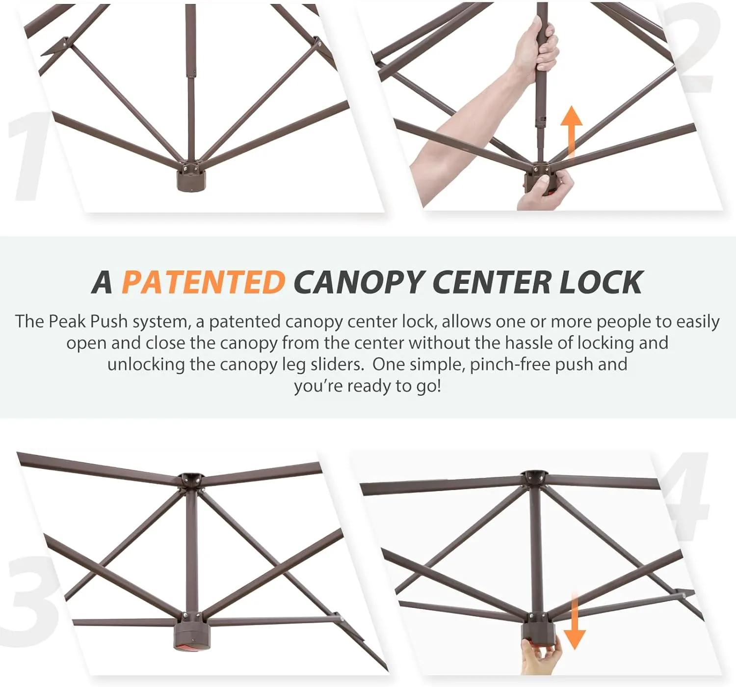 EAGLE PEAK 13x13 Straight Leg Pop Up Canopy Tent Instant Outdoor Canopy Easy Single Person Set up Folding Shelter w/Auto Extending Eaves 169 Square Feet of Shade (Beige)