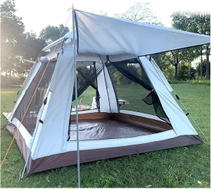 Easy Up Tent 4 People Double Doors and Four Windows,Pop Open in Three Seconds Sports Pop Up Tent Sturdy Double Skin Tent for Family,Outdoor,Hiking and Mountaineering