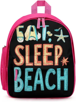 Eat Sleep Beach Cute Backpack Shoulders Bag Casual Daypacks Travel Back Pack for Camping Hiking Pink-style