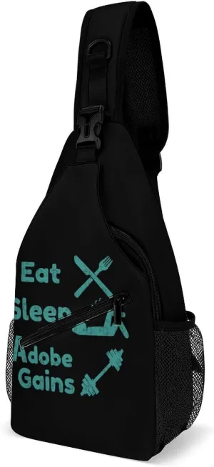Eat Sleep Gains Repeat Fashion Chest Bag for Men Small Sling Bag Backpack Crossbody Travel Hiking Daypack