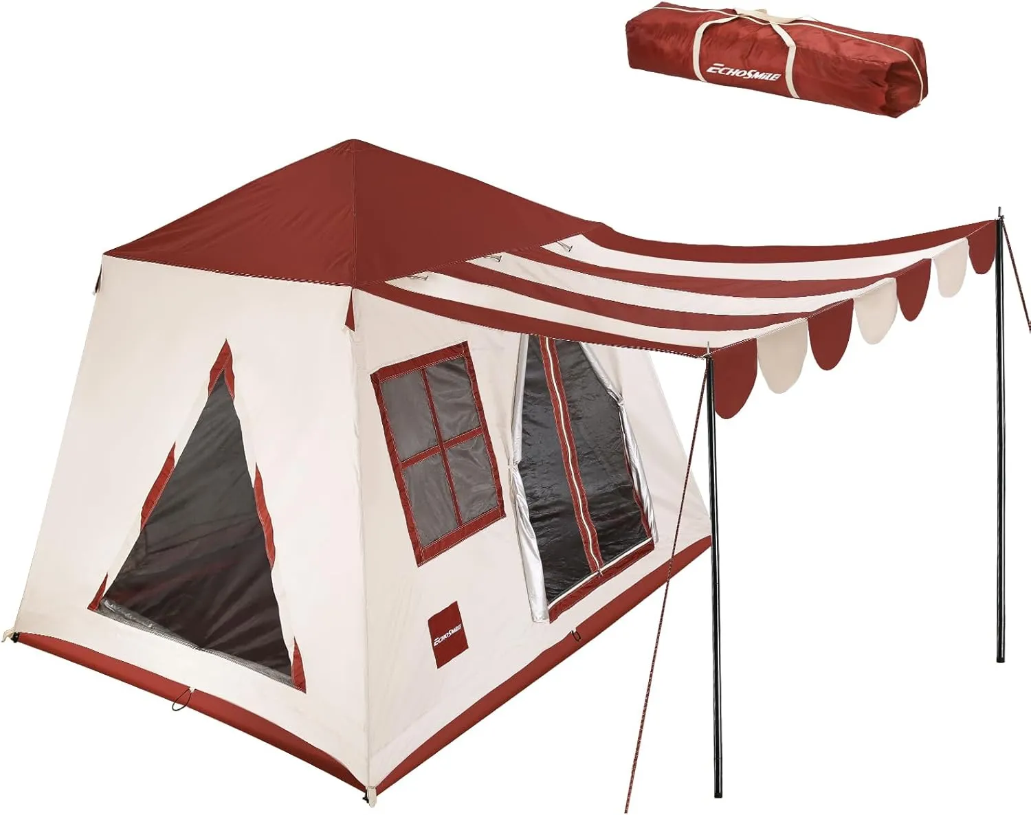 EchoSmile Camping Tall Tent, 4/5/6 Person, Water Resistant, Easy Setup with Vestibule for Family Camping, Car Camping, Outdoor