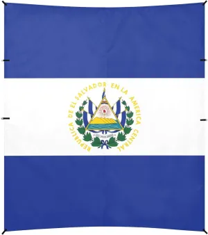El Salvador Flag Beach Cabana UPF50  Protection Water-Resistant Shade Sun Shelter with Sturdy Poles, Sandbags and Shovel for Family Trips, Picnics & Camping