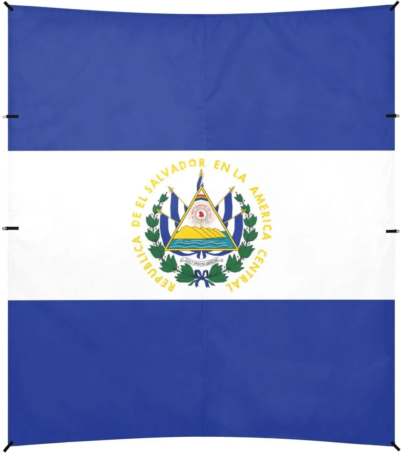 El Salvador Flag Beach Cabana UPF50  Protection Water-Resistant Shade Sun Shelter with Sturdy Poles, Sandbags and Shovel for Family Trips, Picnics & Camping