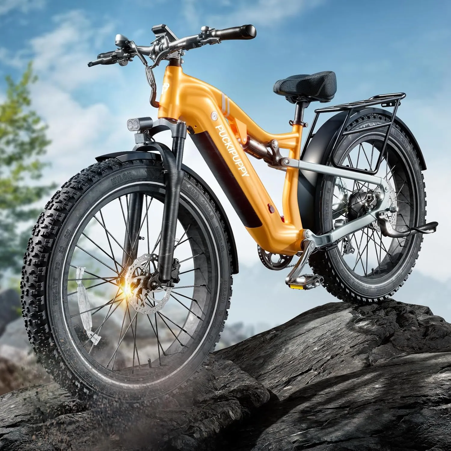 Electric Bike for Adults 1350W Peak Upgrade, 48V 20AH Battery Ebike, 26" Fat Tire Full Suspension Electric Mountain Bike, 80 Miles Range, 28 MPH, 8 Speed, Torque Sensor, Labrador Pro