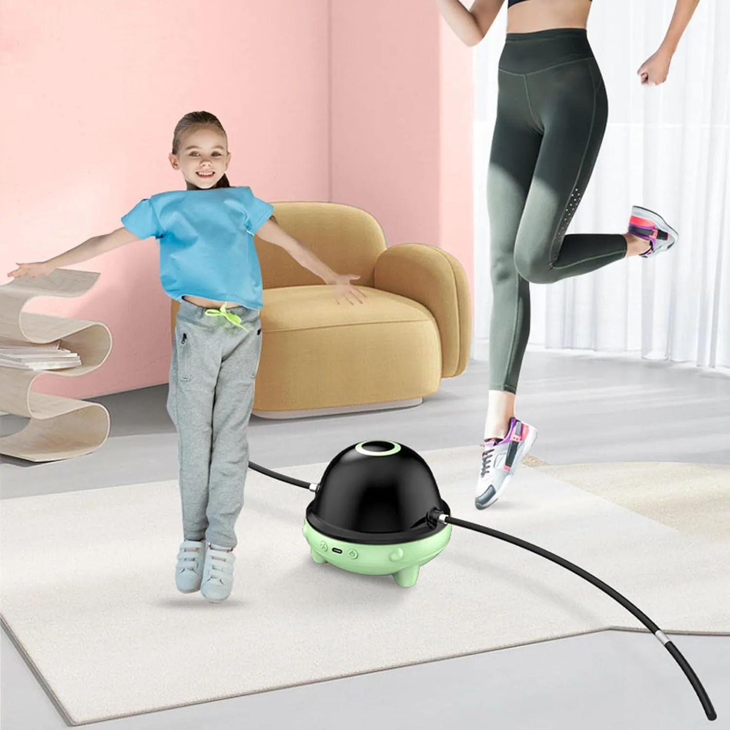 Electric Jump Rope Machine - Adjustable Music Skipping Counter,Indoor and Remote Control Rope Skipping Jumping Rope Machine with Large Screen for Training